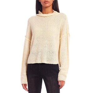 Chelsea & Violet Womens Drop Shoulder‎ Turtleneck Sweater White Cream Medium